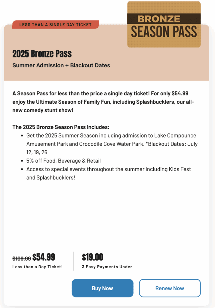 lake compounce bronze pass