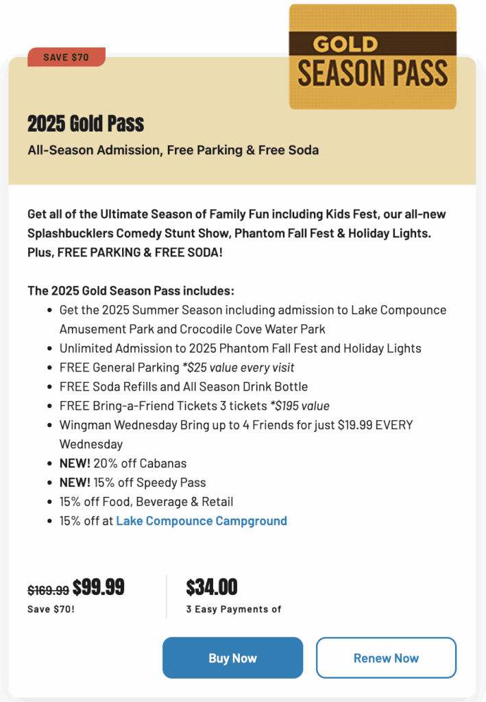 lake compounce gold pass