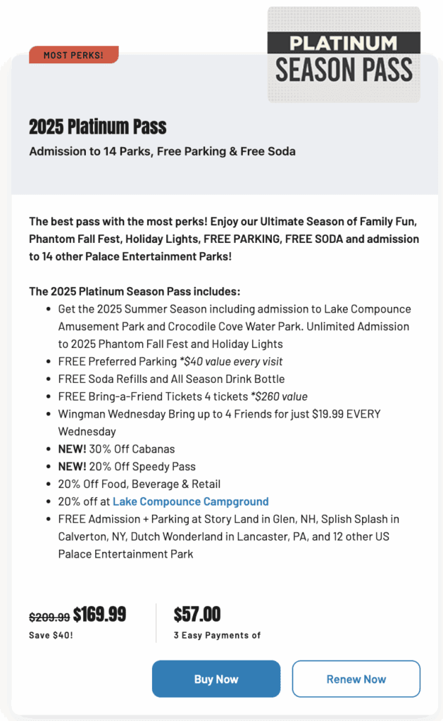 lake compounce platinum pass