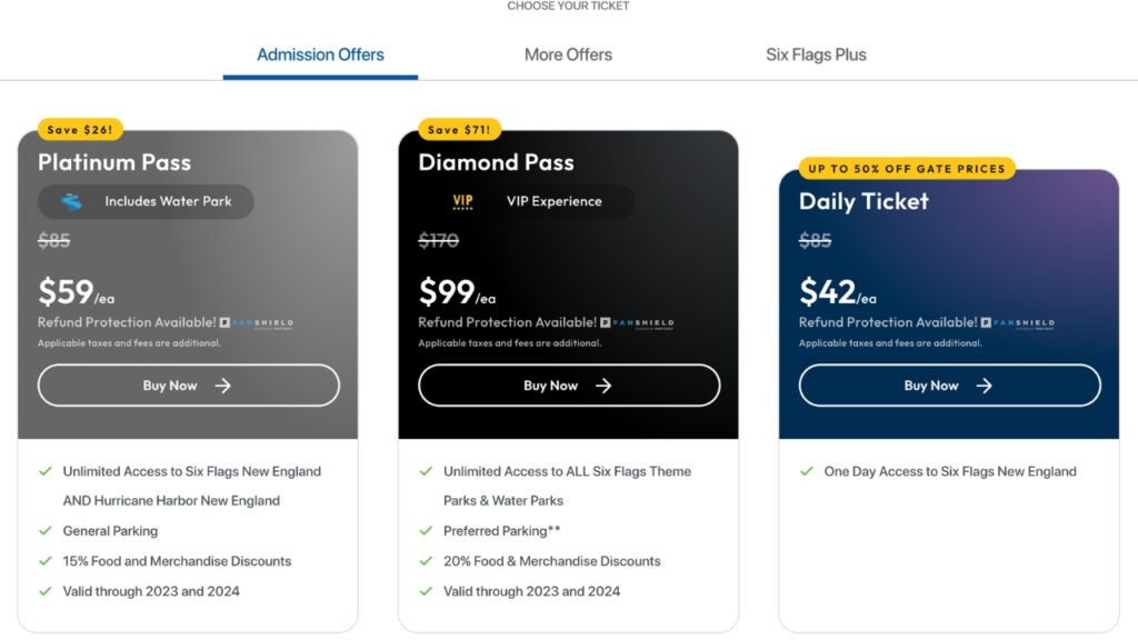 six flags new england season passes