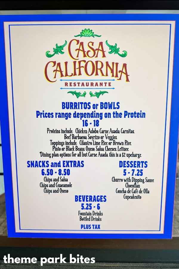 Casa California Restaurante theme park bites