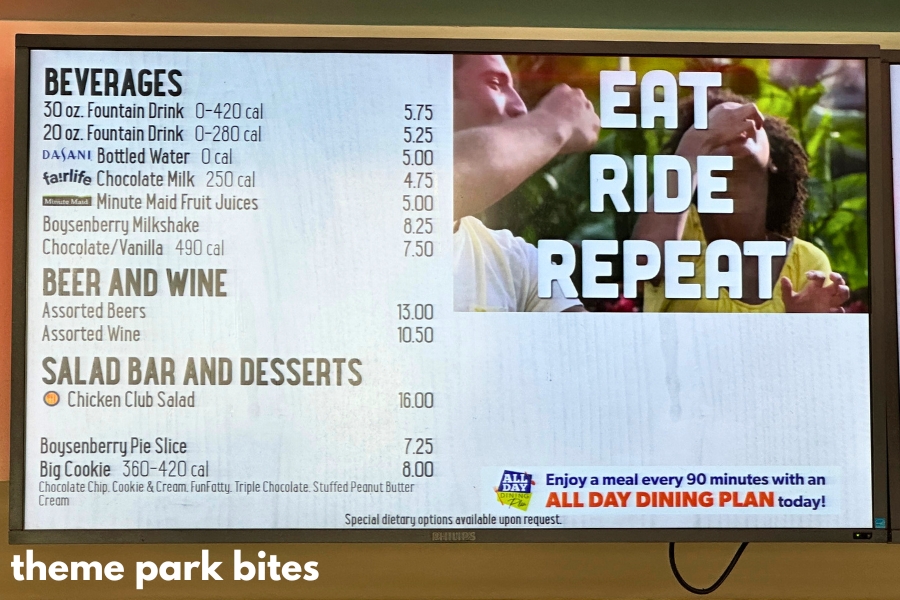 Coasters DriveIn Diner theme park bites