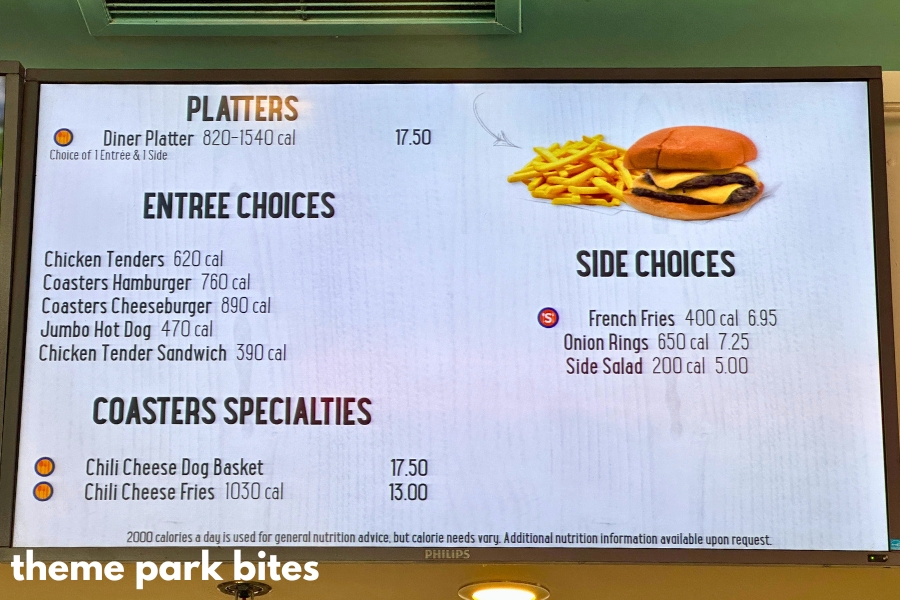 Coasters DriveIn Diner theme park bites